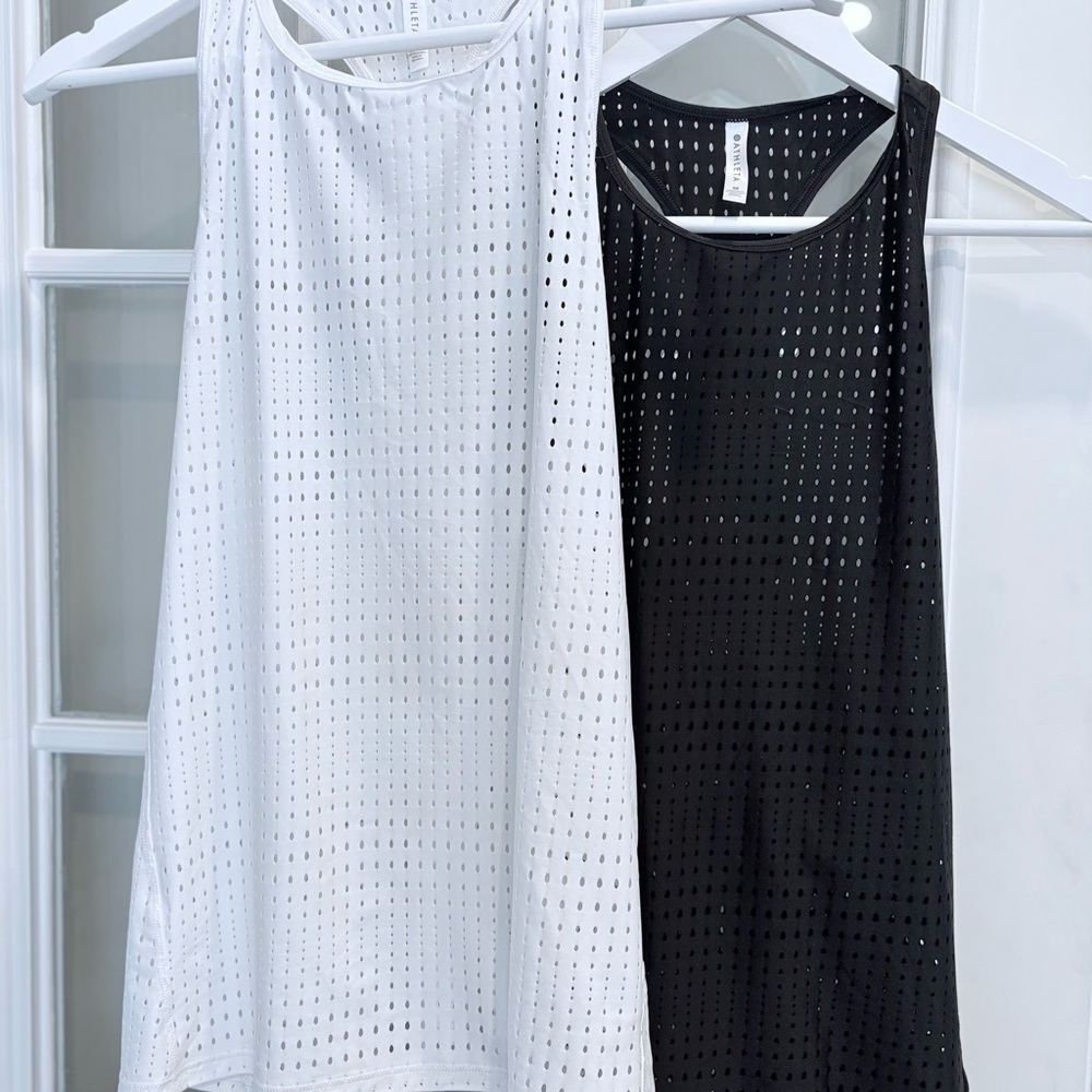 Athleta Perforated Racerback Tanks Bundle Black + White | Size M |Gym To Errands